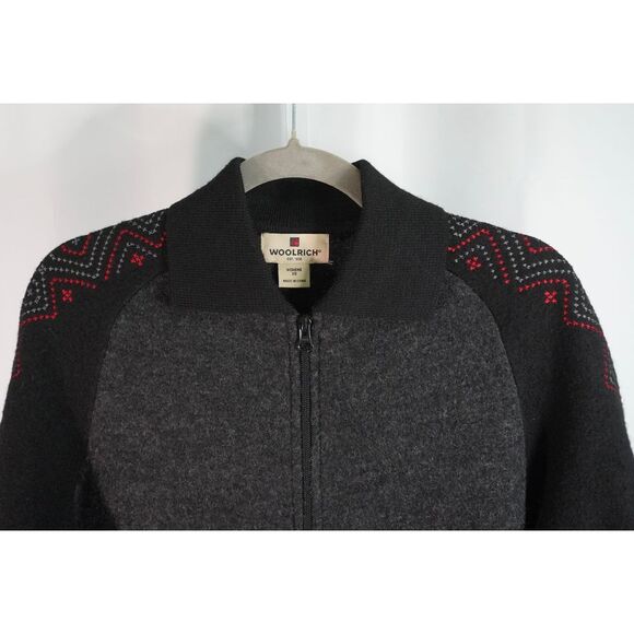 Women's XS Woolrich Embroidered Grey Collared Wool‎ Zippered Sweater Jacket - Picture 2 of 10